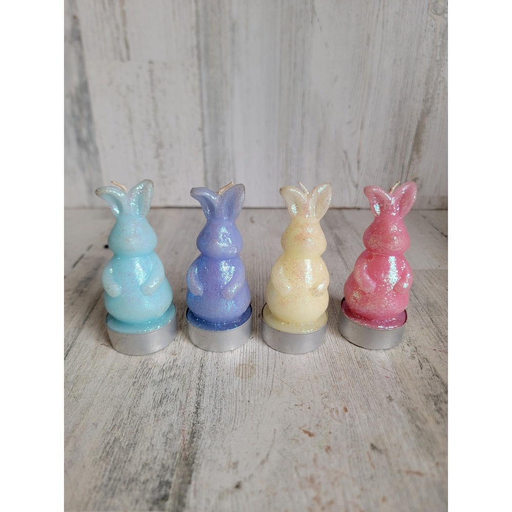 Mini Easter bunny candle pastel glitter‎ home decor vintage style unique
